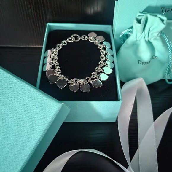 925 Silver Heart Tag Necklace w/ Box & Cloth